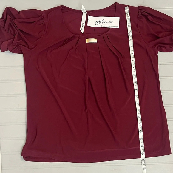 NY Collection Balloon Short Sleeve Top Stretchy Womens Petite Medium NWT - Picture 8 of 13